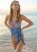 Venus Belted One-Piece Swimsuit in Sea Escape