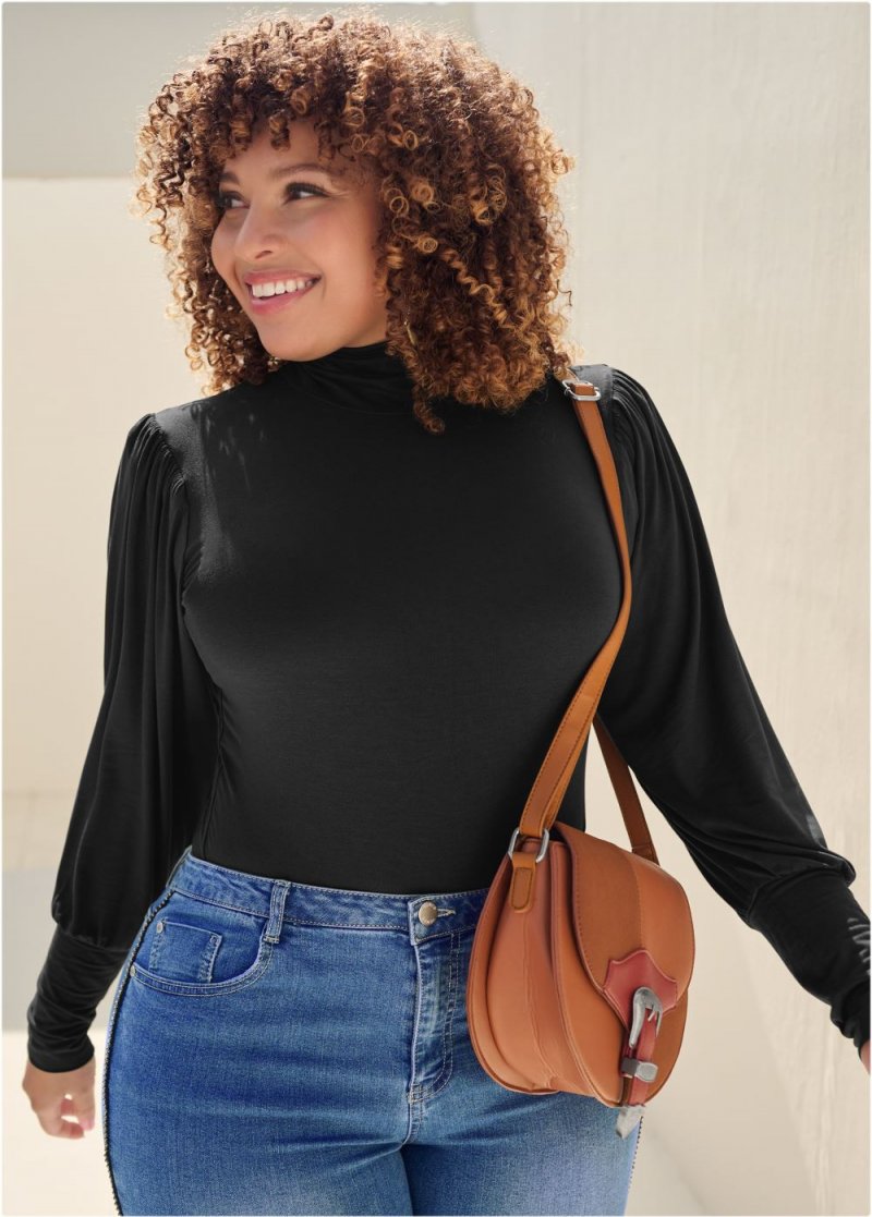 Venus Black Turtleneck Top