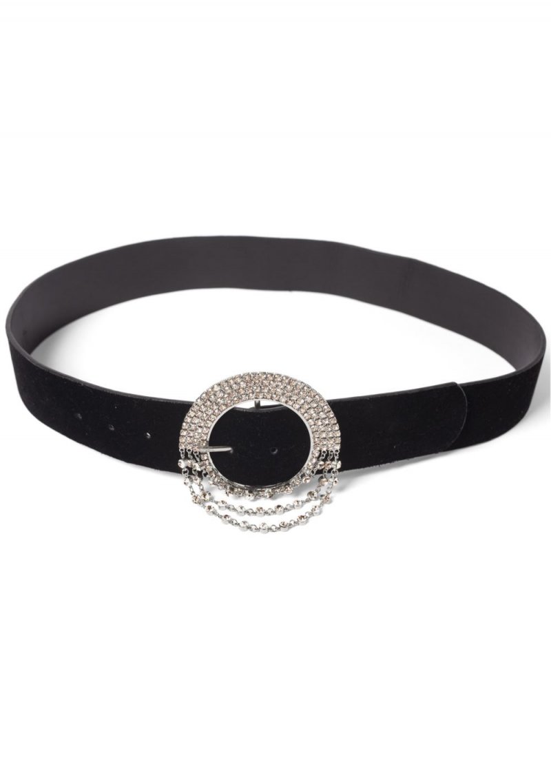 Venus Rhinestone Buckle Belt in Black