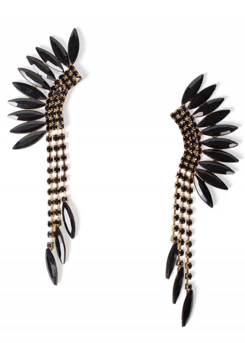 Venus Drop Cuff Earrings in Black