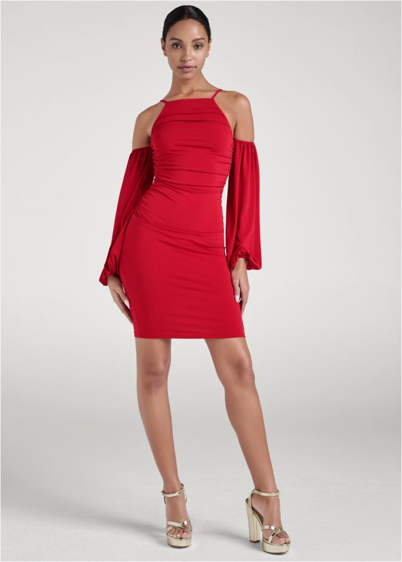 Venus Plus Size Cold-Shoulder Ruched Dress