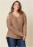 Venus Plus Size Cutout Sleeve Sweater in Light Brown
