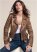 Venus Distressed Moto Jacket in Brown