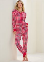 Venus Festive Flannel HENLEY PJ ONESIE