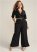 Venus Plus Size Flare Leg Suiting Set in Black