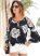 Venus Floral Tiered Sleeve Top in Black & White