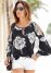 Venus Floral Tiered Sleeve Top in Black & White