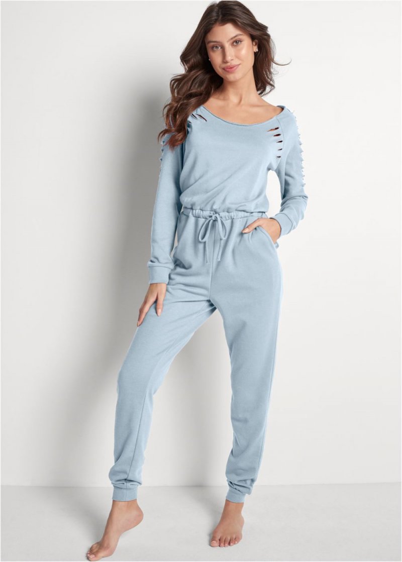 Venus Slash Sleeve Jumpsuit in Light Blue