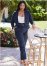 Venus Plus Size Belted Suiting Set in Navy
