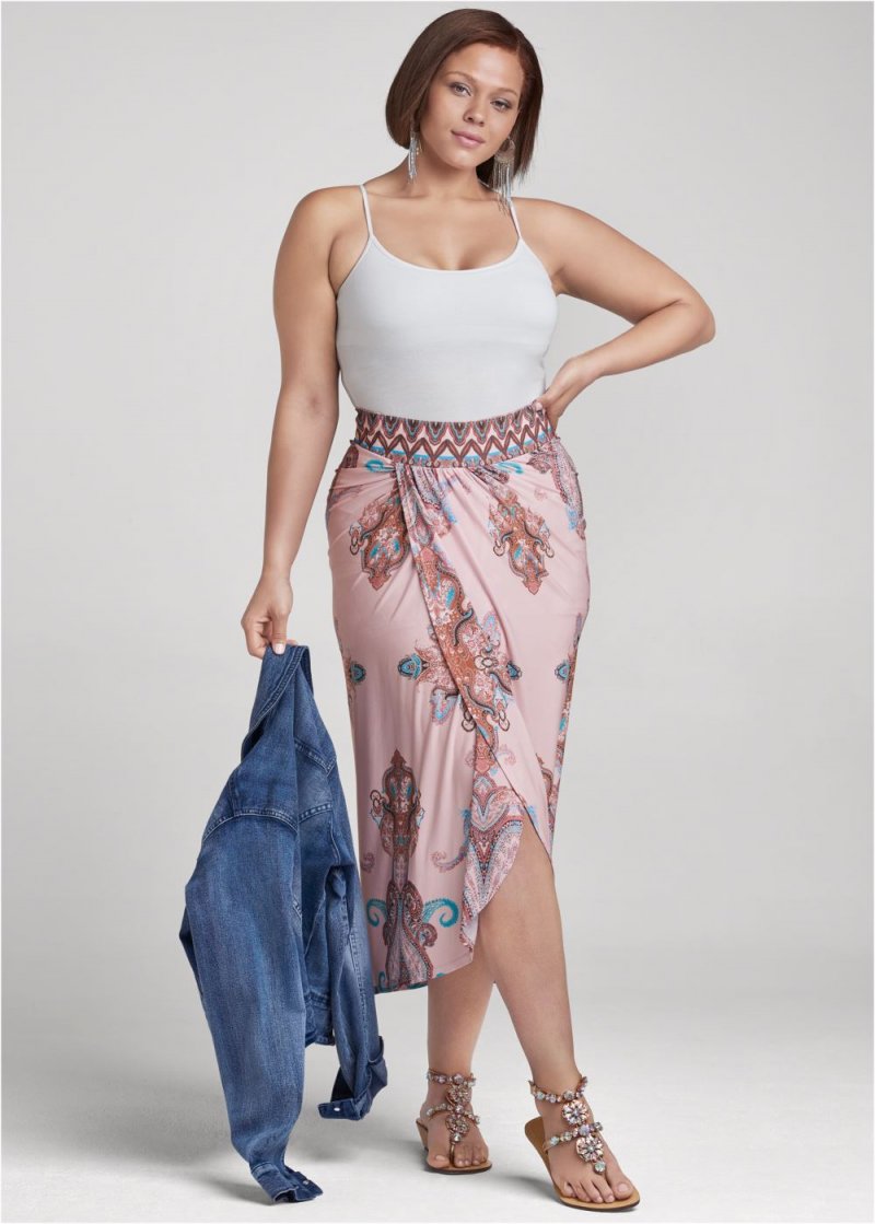 Venus Plus Size Wandering Goddess Skirt - Blush Multi