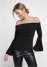 Venus VENUS | Off-The-Shoulder Pearl Strap Chenille Sweater in Black