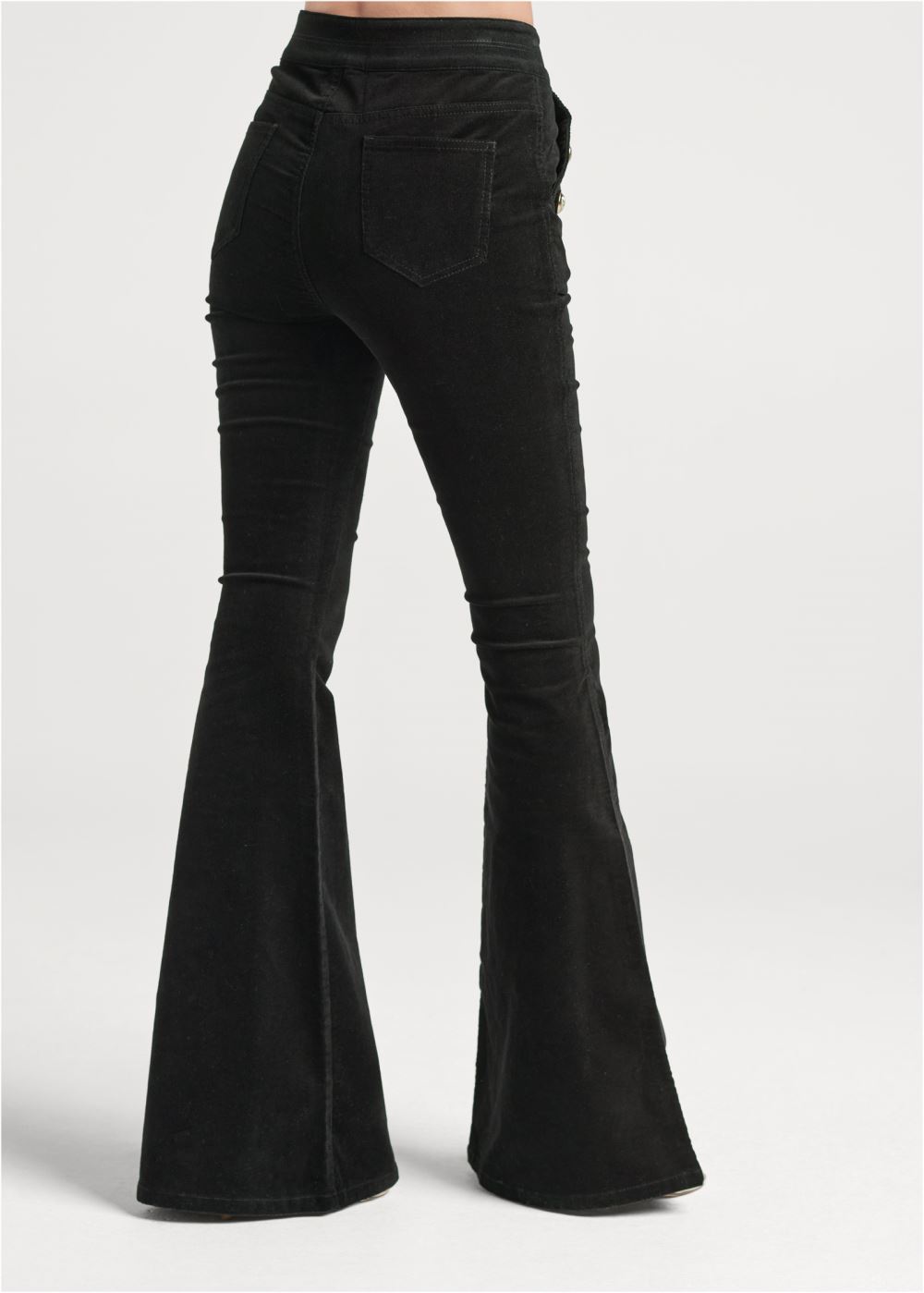 Venus Button-Front Corduroy Pants in Black