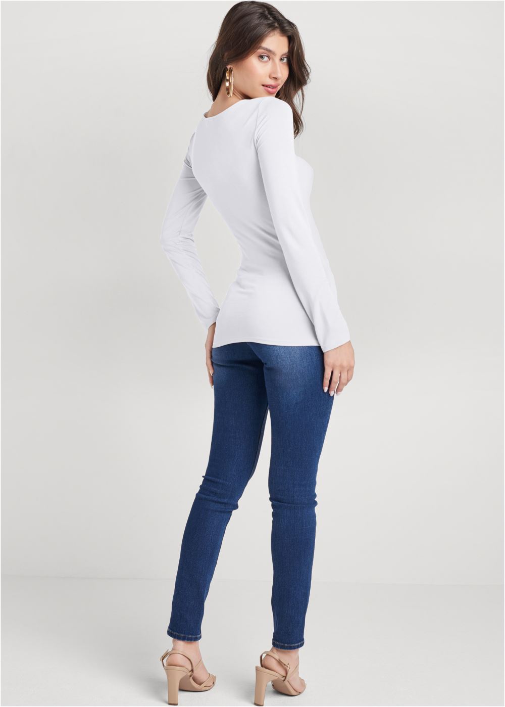 Venus Ruched Knot Twist Top in White