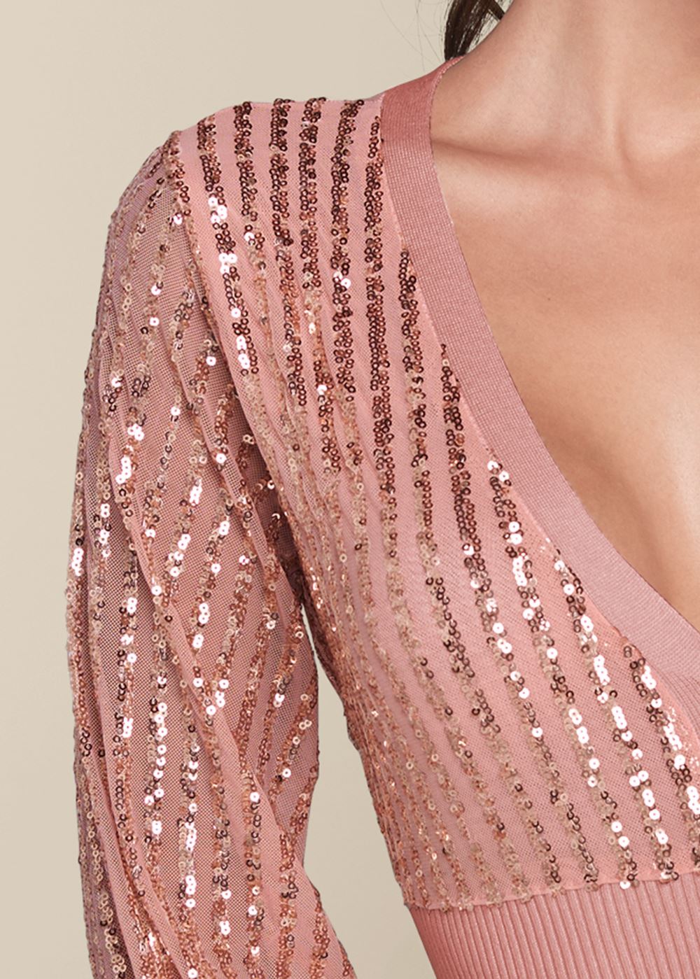 Venus VENUS | Sequin Cardigan in Rose Gold