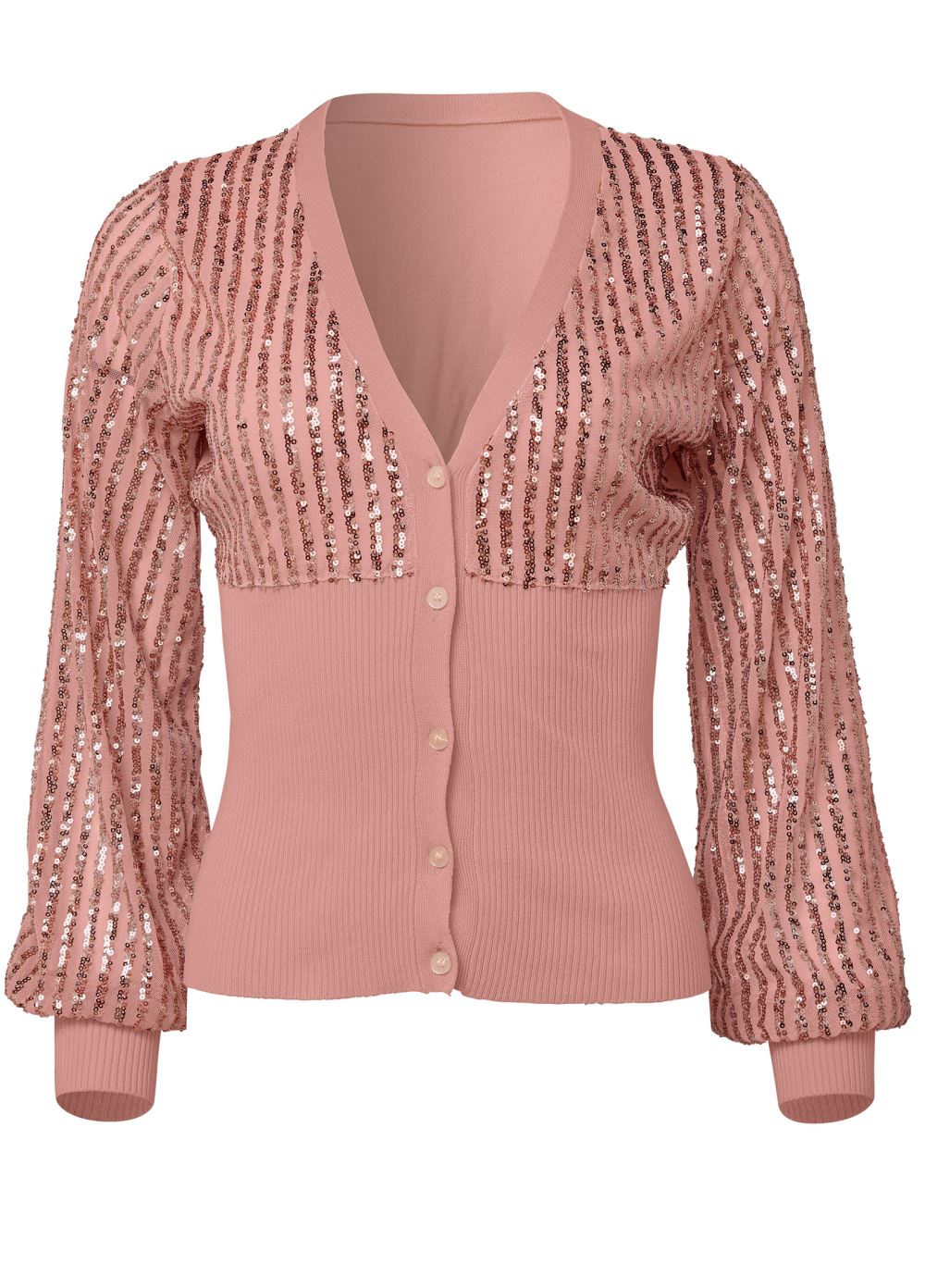 Venus VENUS | Sequin Cardigan in Rose Gold