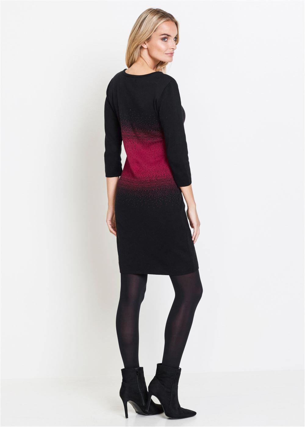 Venus Ombre Sweater Dress - Black & Pink