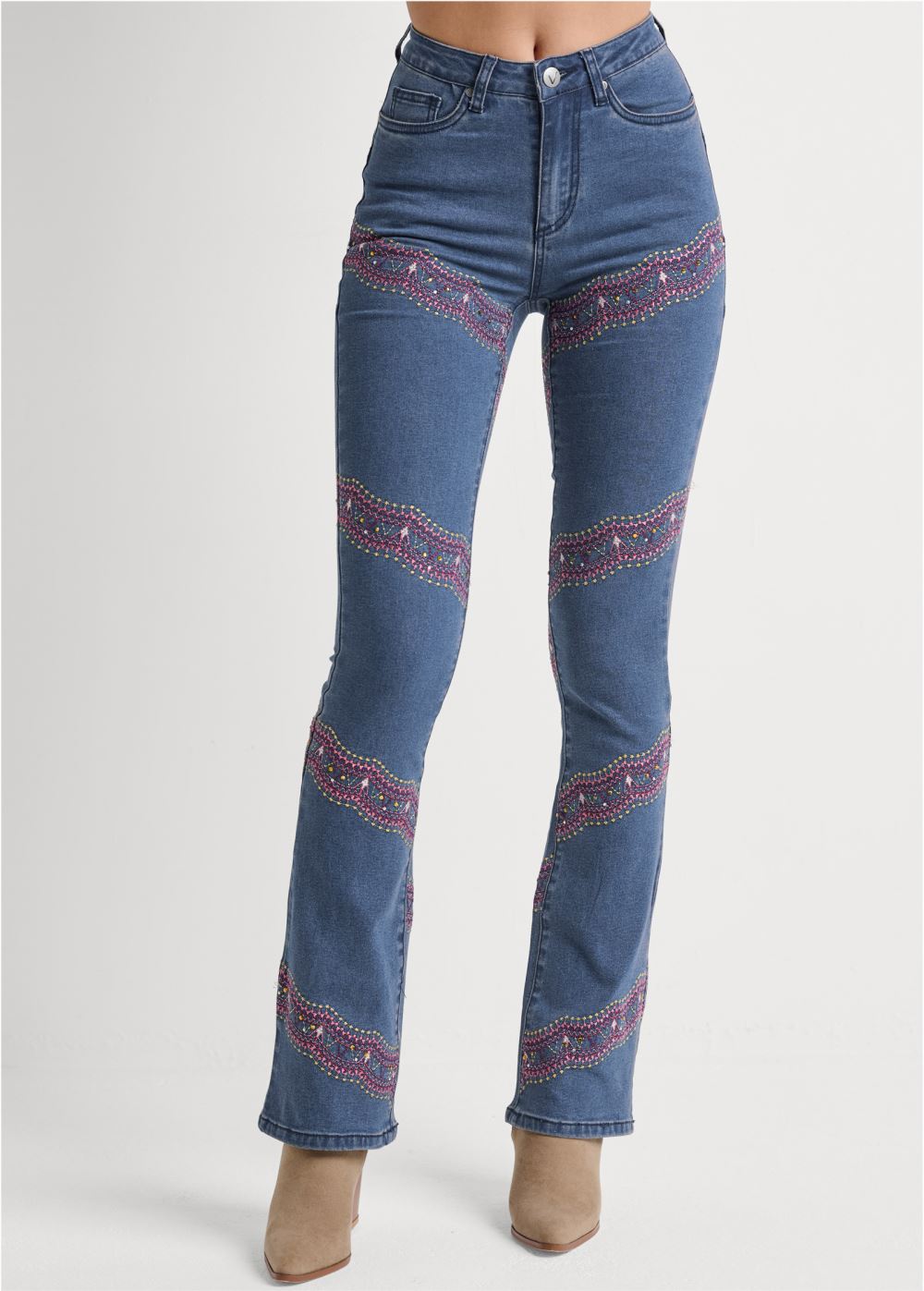 Venus Embellished Bootcut Jeans in Medium Wash
