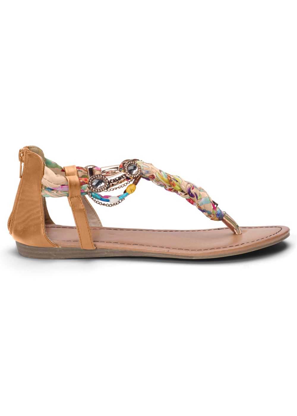Venus Embellished Rope Sandals in Tan