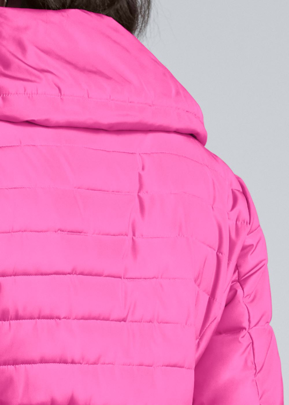 Venus Ombre Peplum Puffer Coat in Pink Multi
