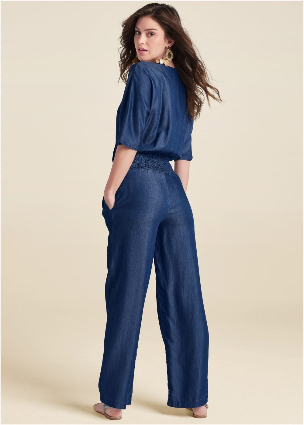 Venus Chambray Jumpsuit in Dark Wash