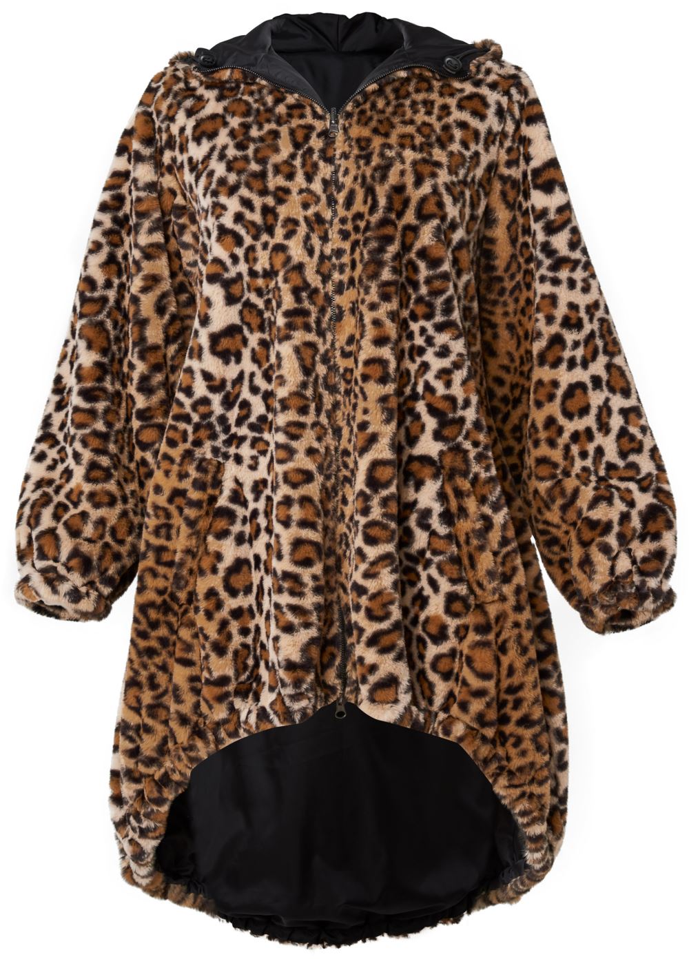 Venus Reversible Faux-Fur Anorak in Black Multi