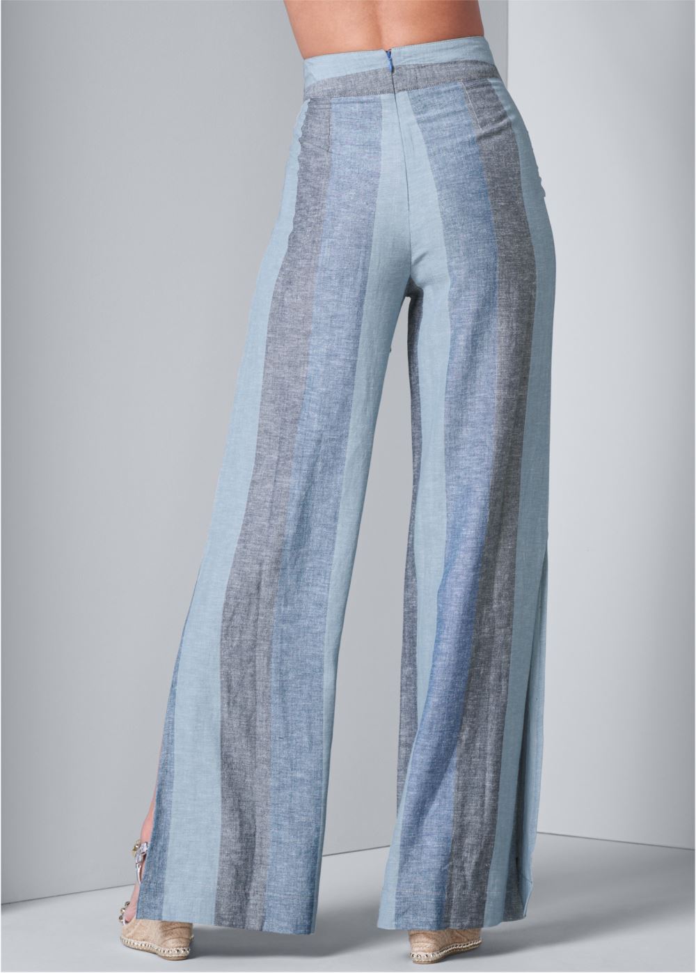 Venus Tie-Front Linen Pants in Blue Multi
