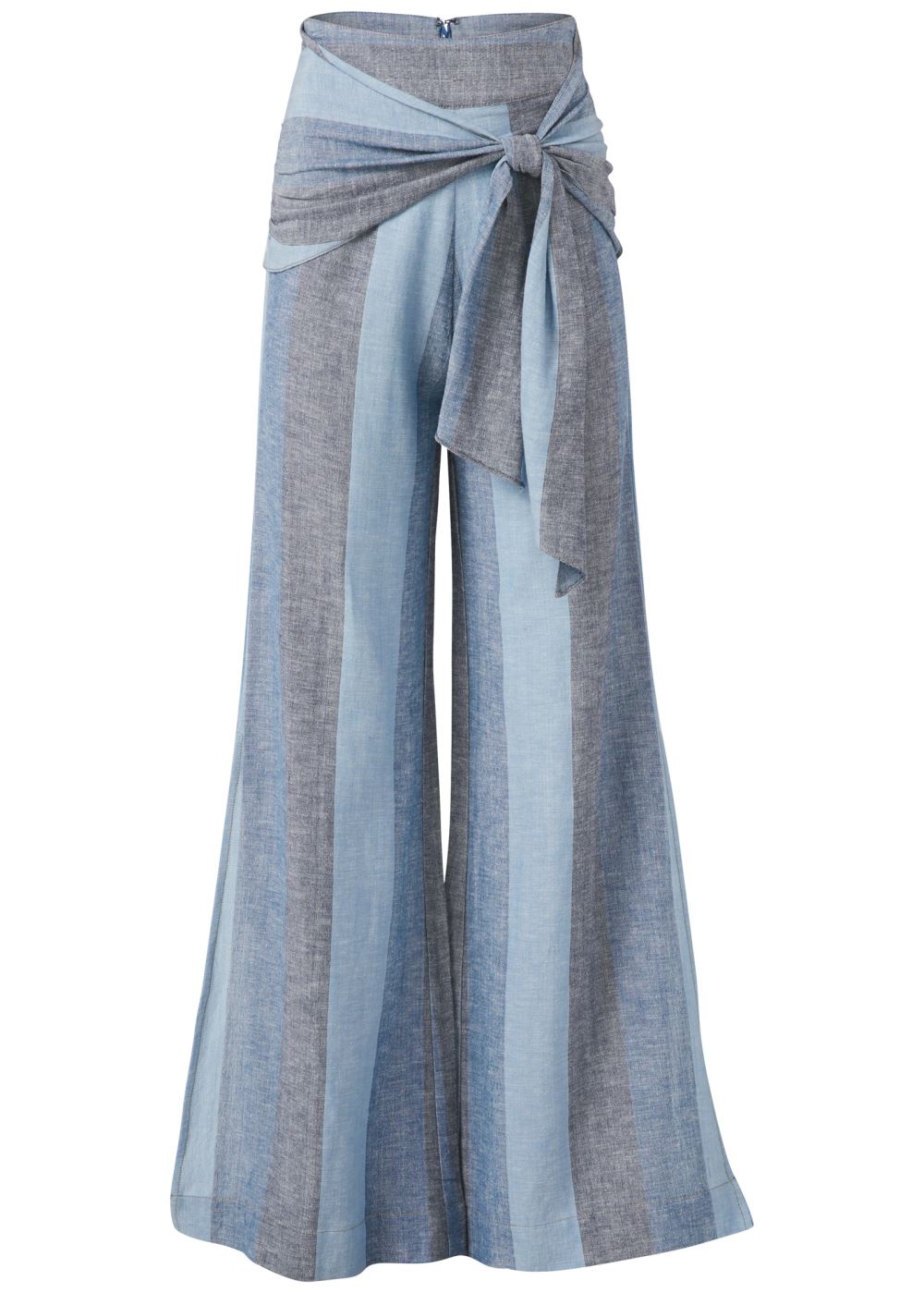Venus Tie-Front Linen Pants in Blue Multi