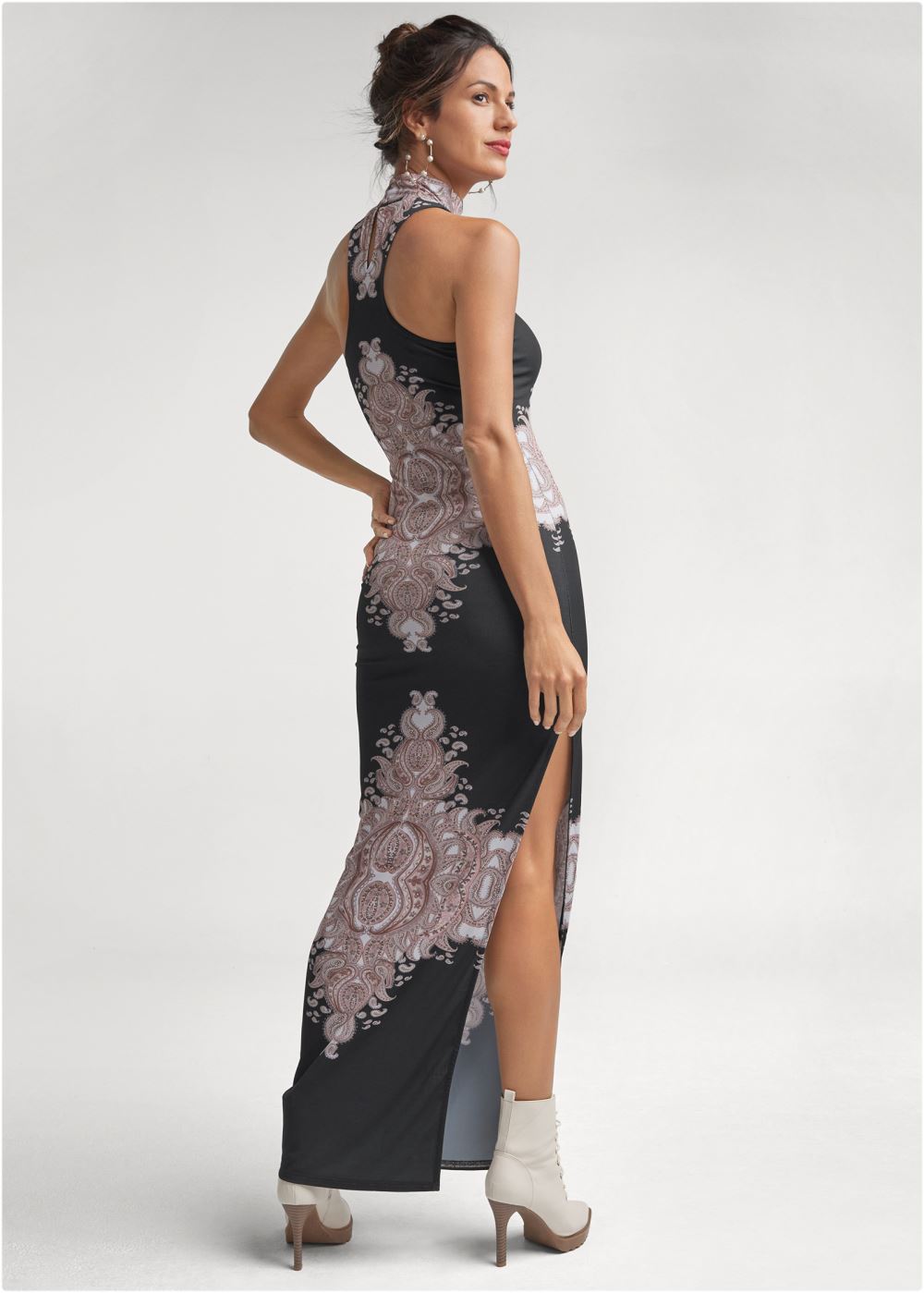 Venus Printed Mock-Neck Dress - Black Multi