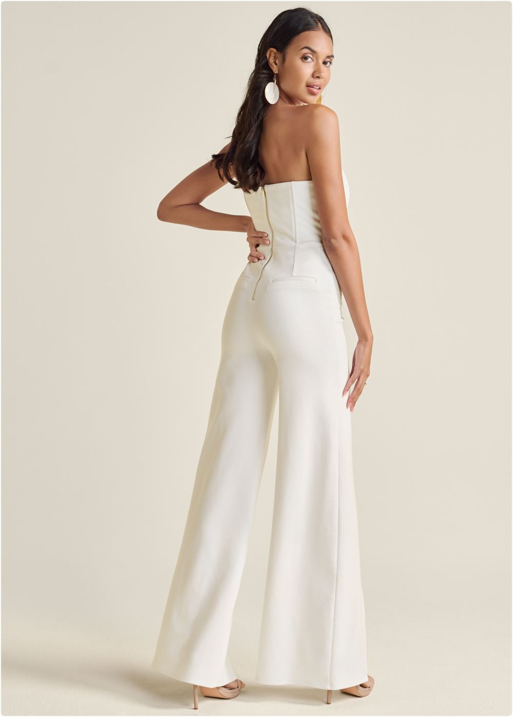 Venus Front Slit Jumpsuit in Off White