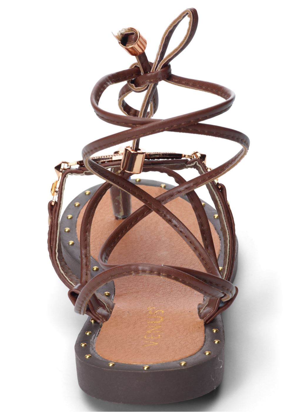 Venus Lace Up Gladiator Sandals in Cognac