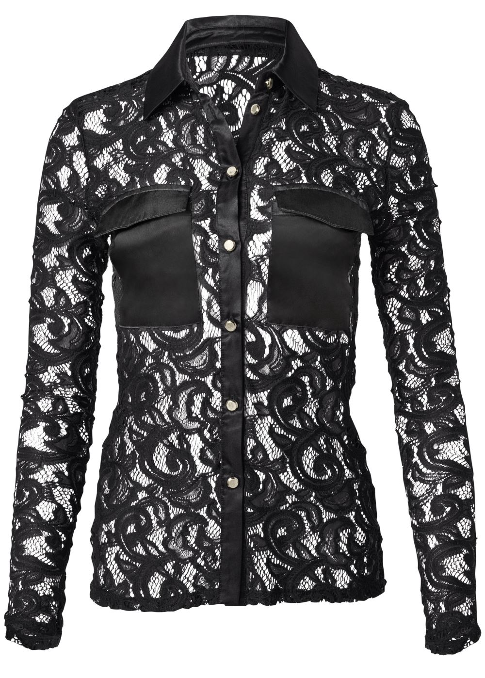 Venus Sheer Lace Blouse in Black