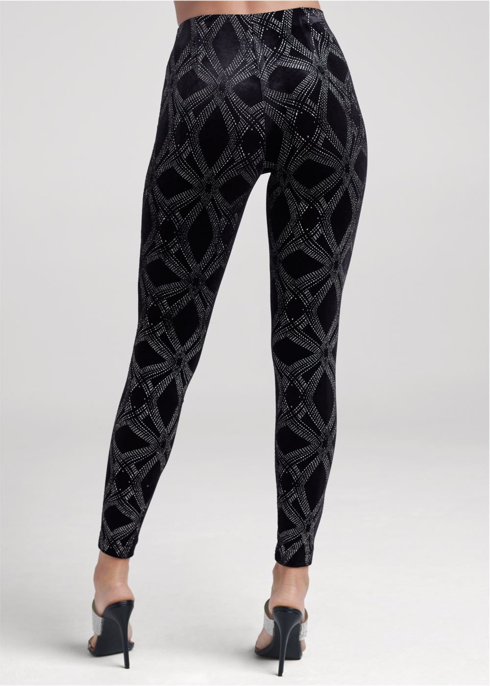 Venus Glitter Print Leggings in Black & Silver