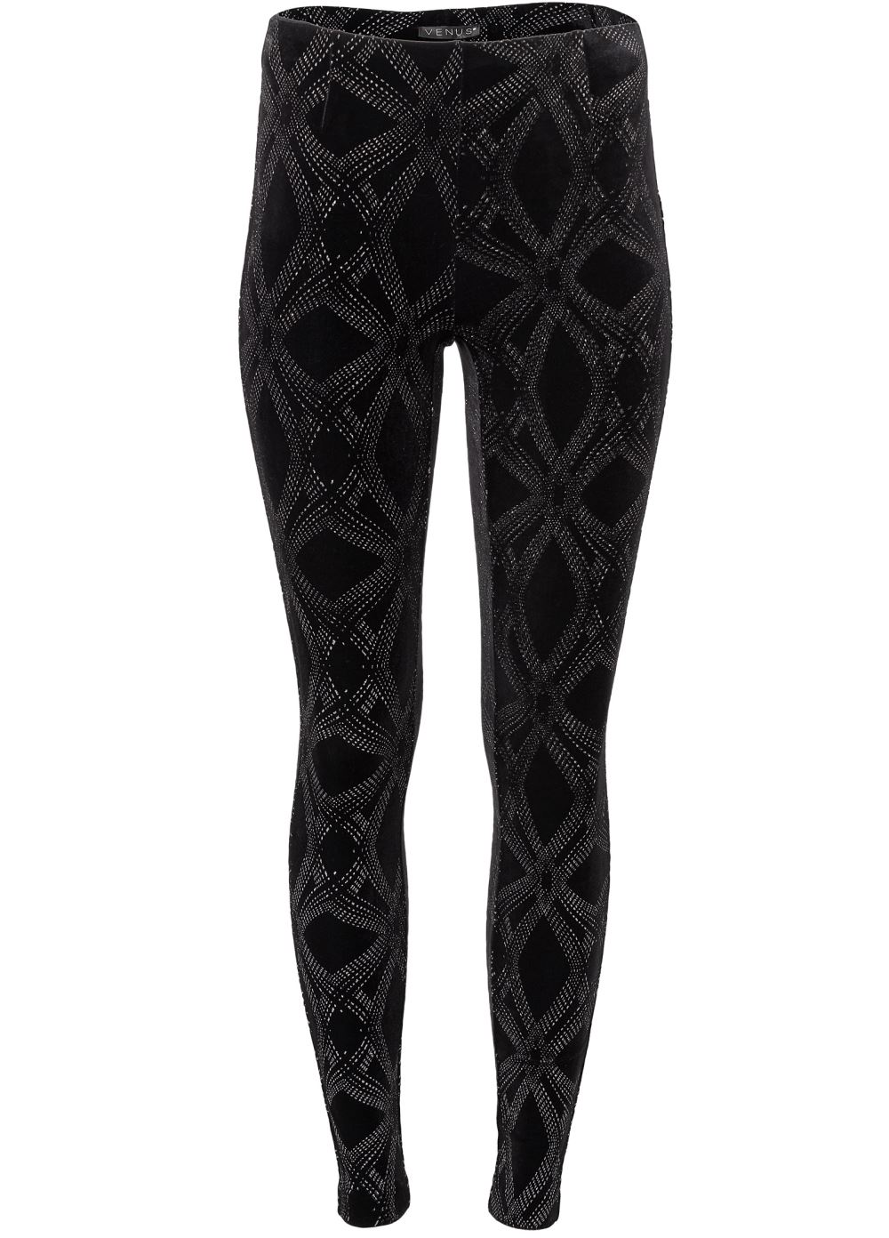 Venus Glitter Print Leggings in Black & Silver