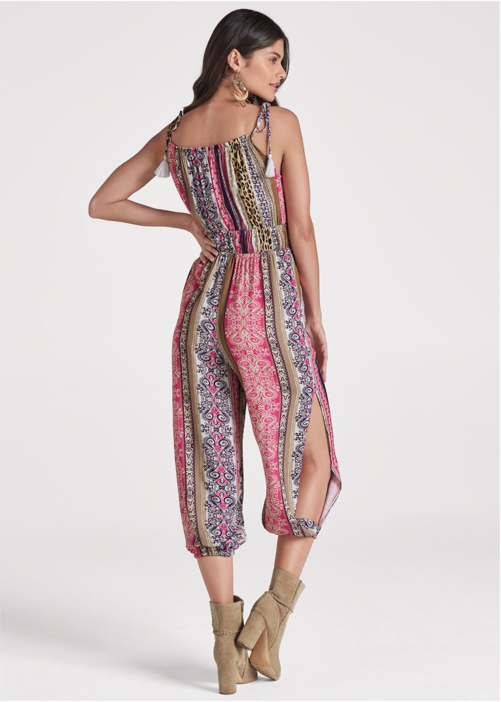 Venus Sand Storm Stripe Tassle Jumpsuit in Pink Multi