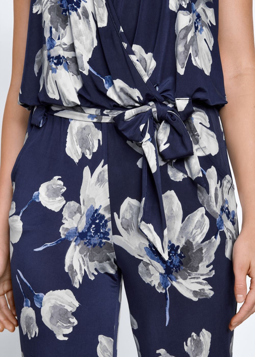 Venus Floral Print Jumpsuit in Navy Multi