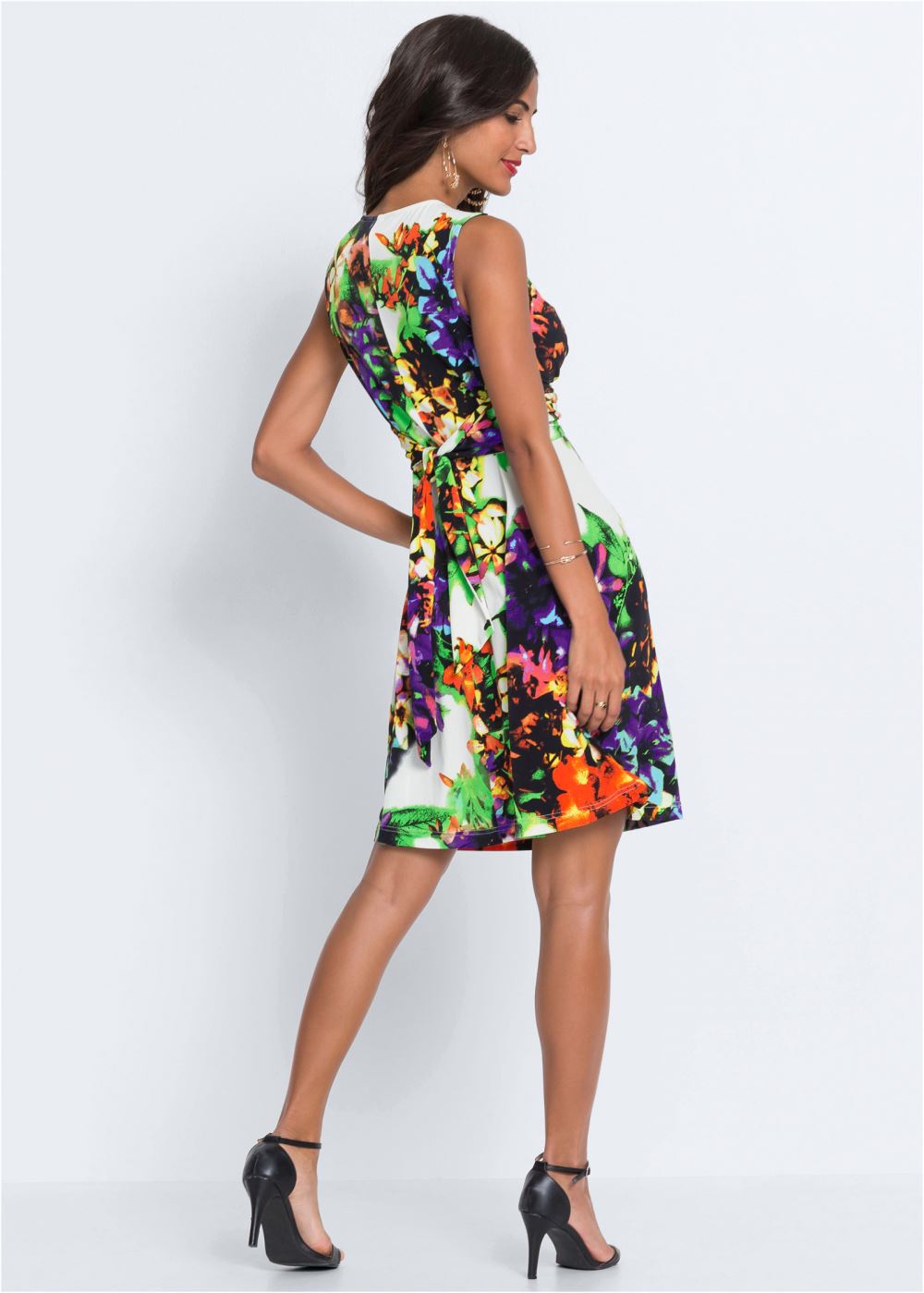 Venus Floral Print Tie-Back Dress - Blue Multi
