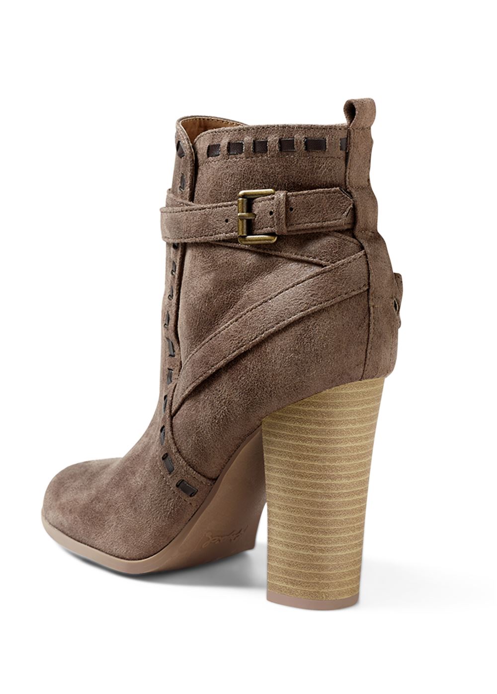 Venus Wrap Stitch Detail Booties in Taupe