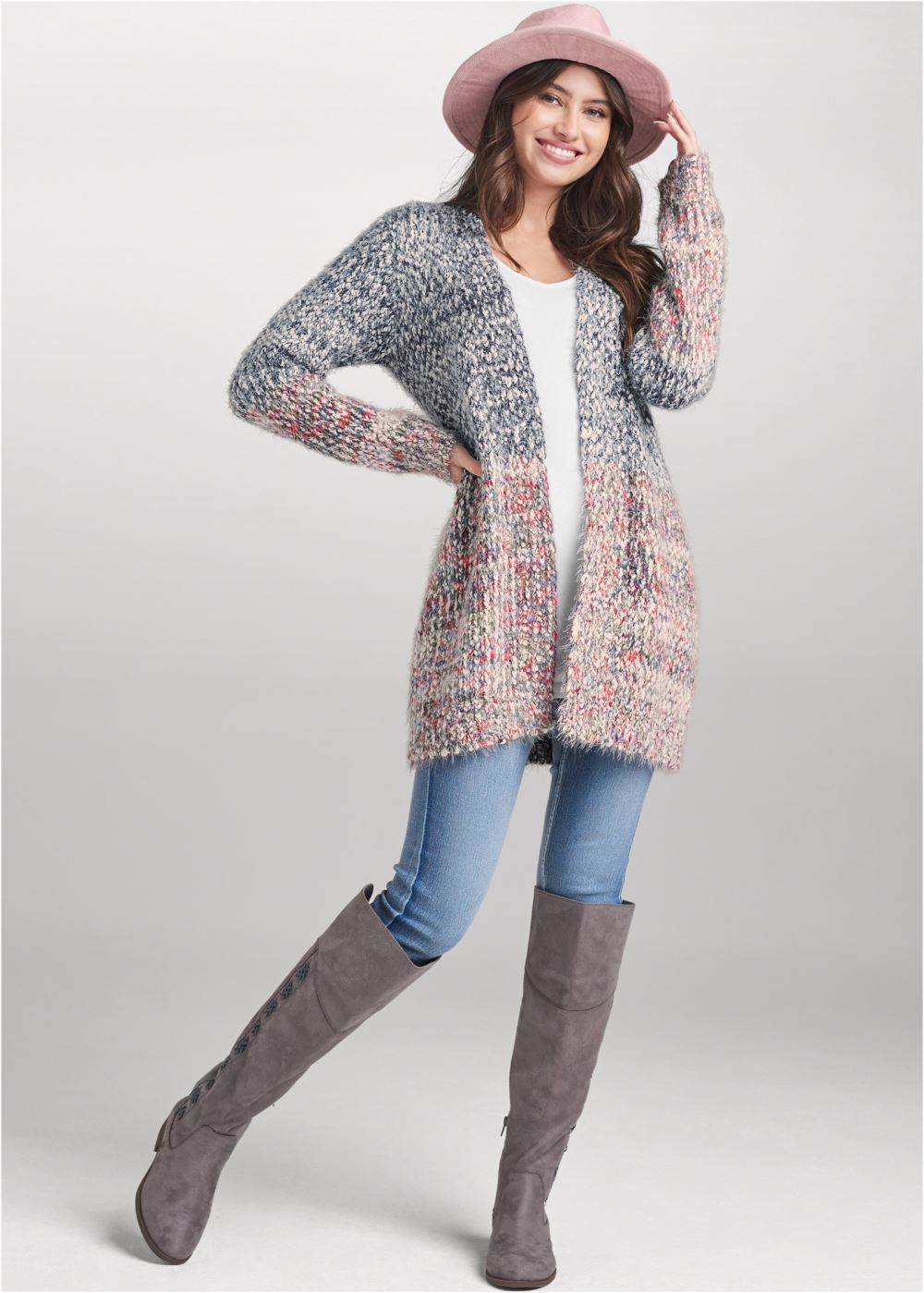 Venus VENUS | Marled Knit Cardigan in Blue Multi