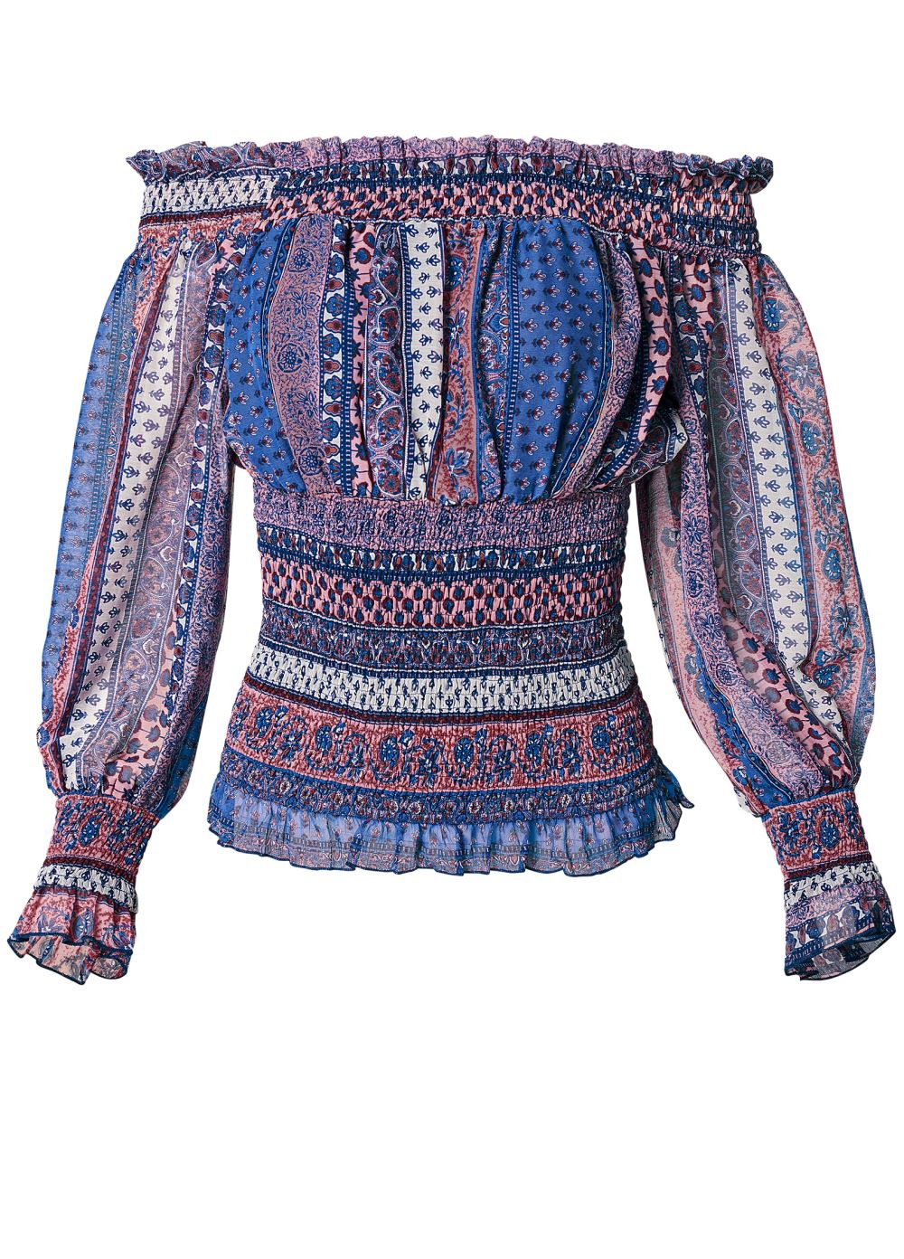Venus Printed Smocked Top in Pink Multi
