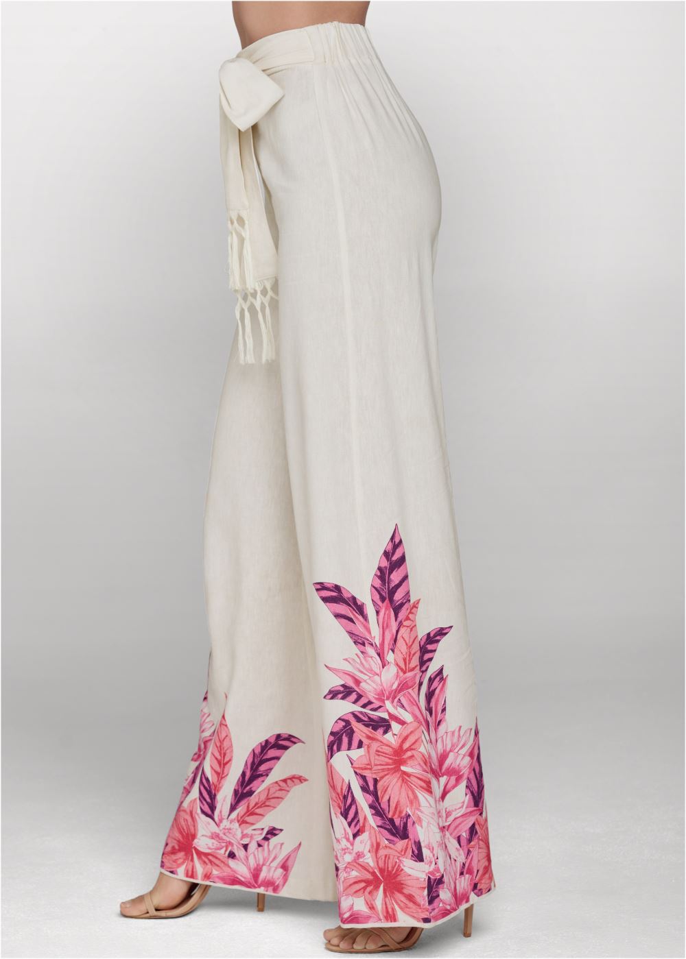 Venus Strawberry Floral Linen Pants in Pink Multi