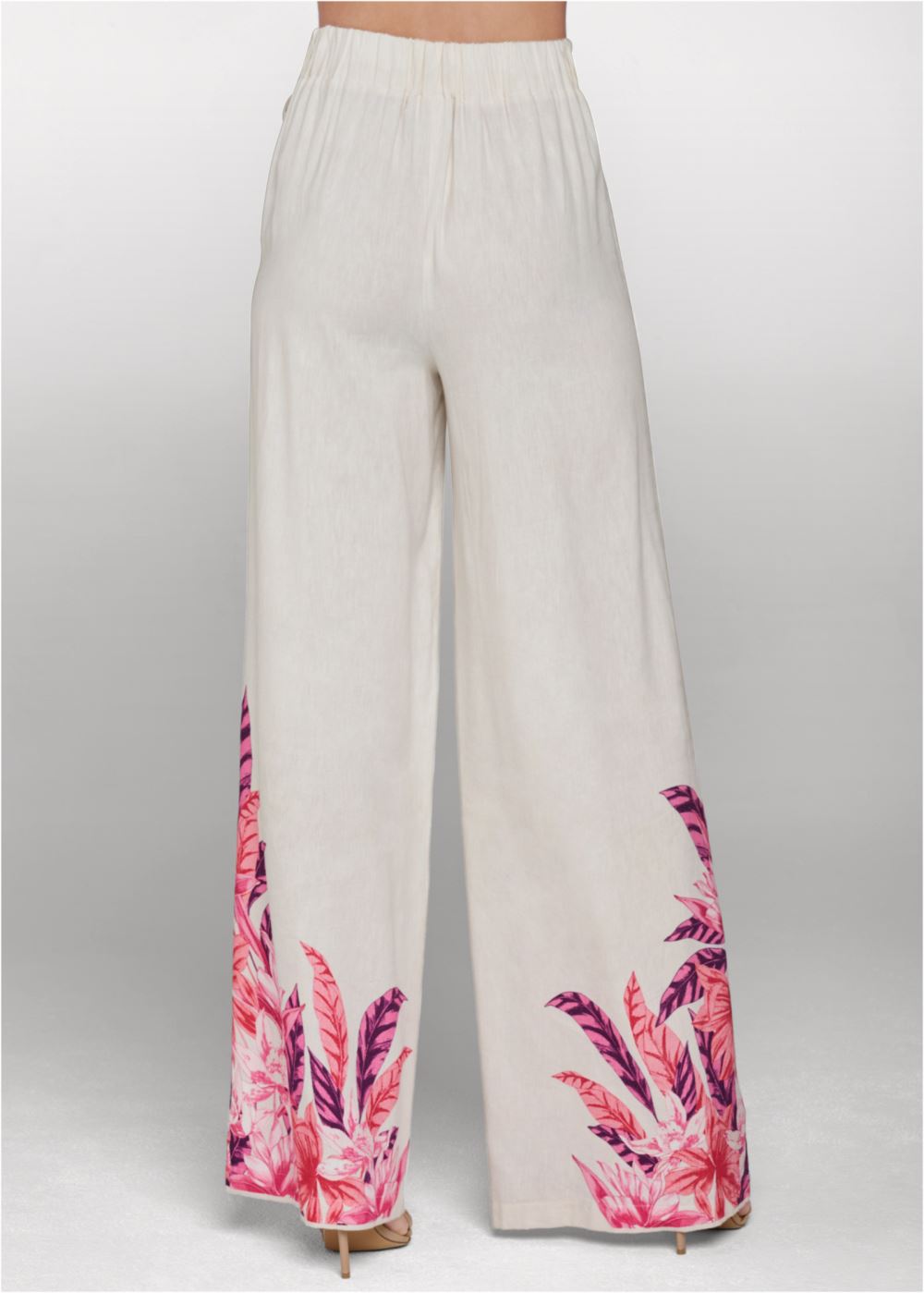 Venus Strawberry Floral Linen Pants in Pink Multi