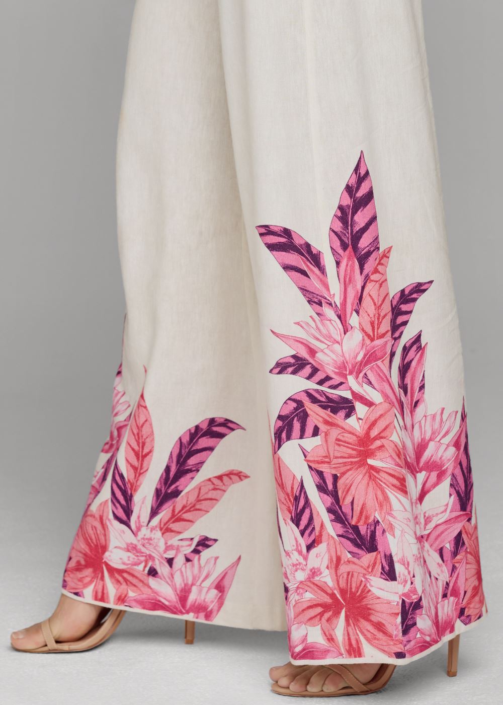 Venus Strawberry Floral Linen Pants in Pink Multi
