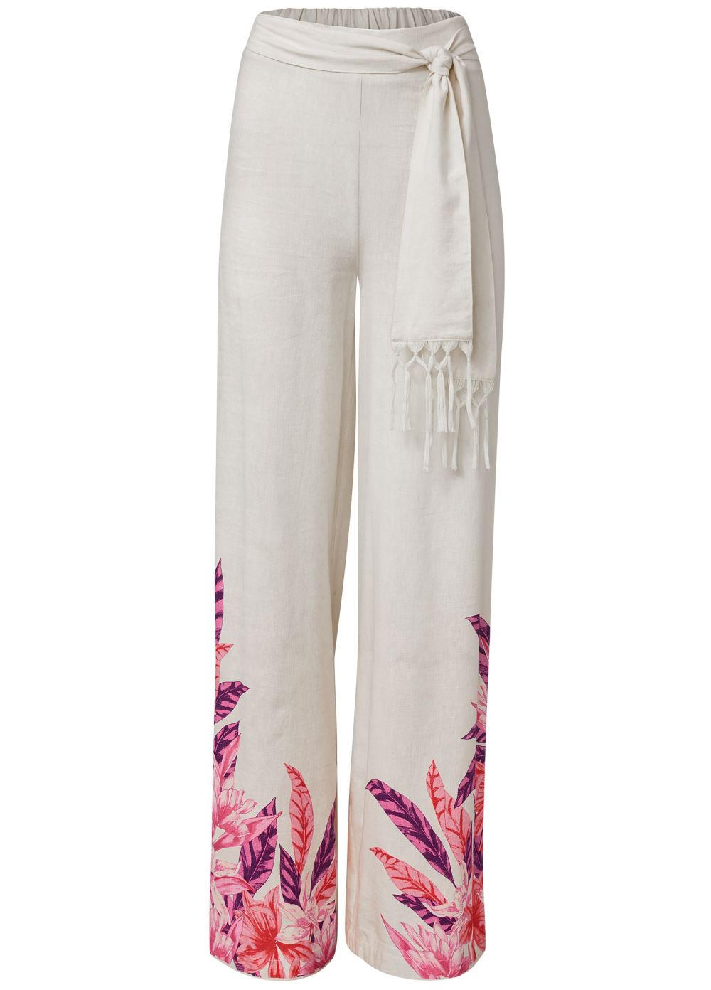 Venus Strawberry Floral Linen Pants in Pink Multi