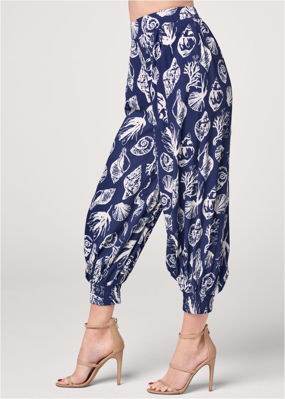 Venus Deep Ocean Patterned Pants in Navy & White