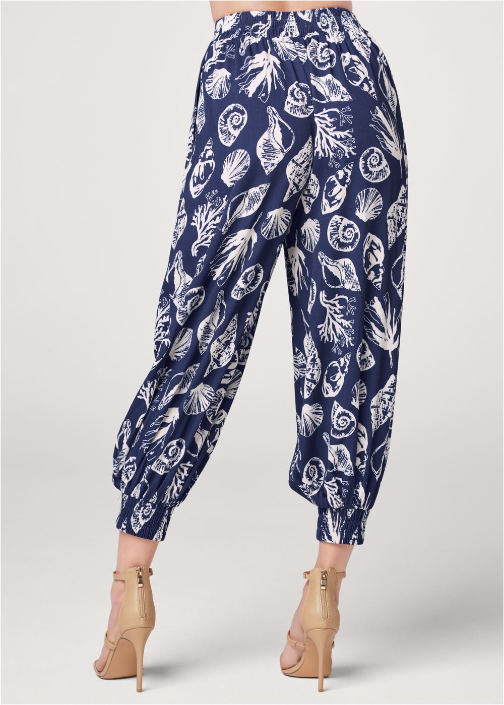 Venus Deep Ocean Patterned Pants in Navy & White
