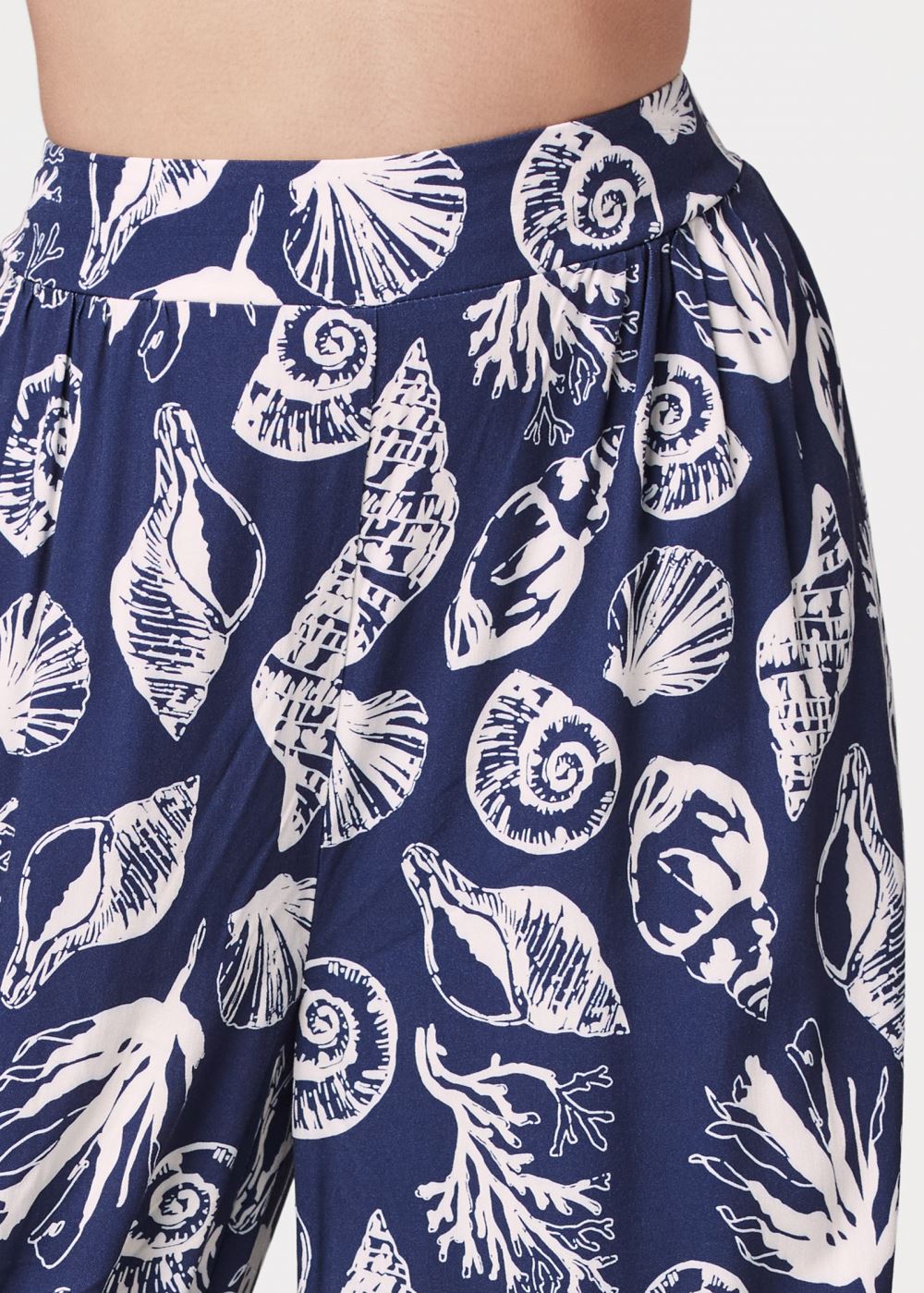Venus Deep Ocean Patterned Pants in Navy & White