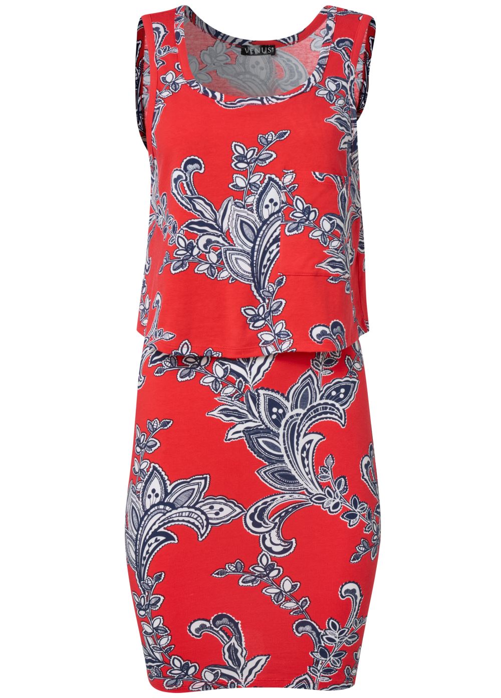 Venus Casual Tank Dress - Red And Blue