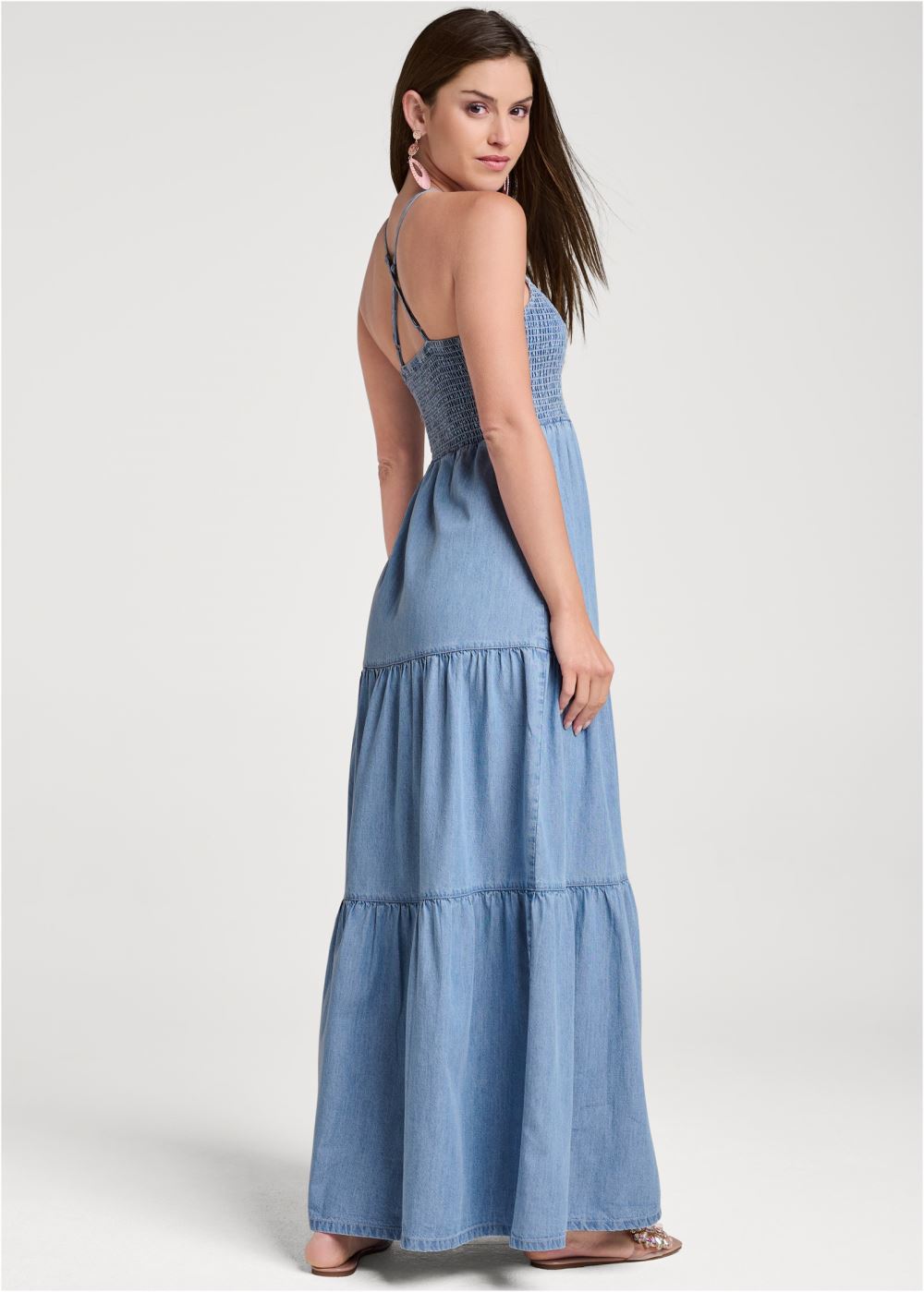 Venus Smocked Chambray Dress - Light Wash