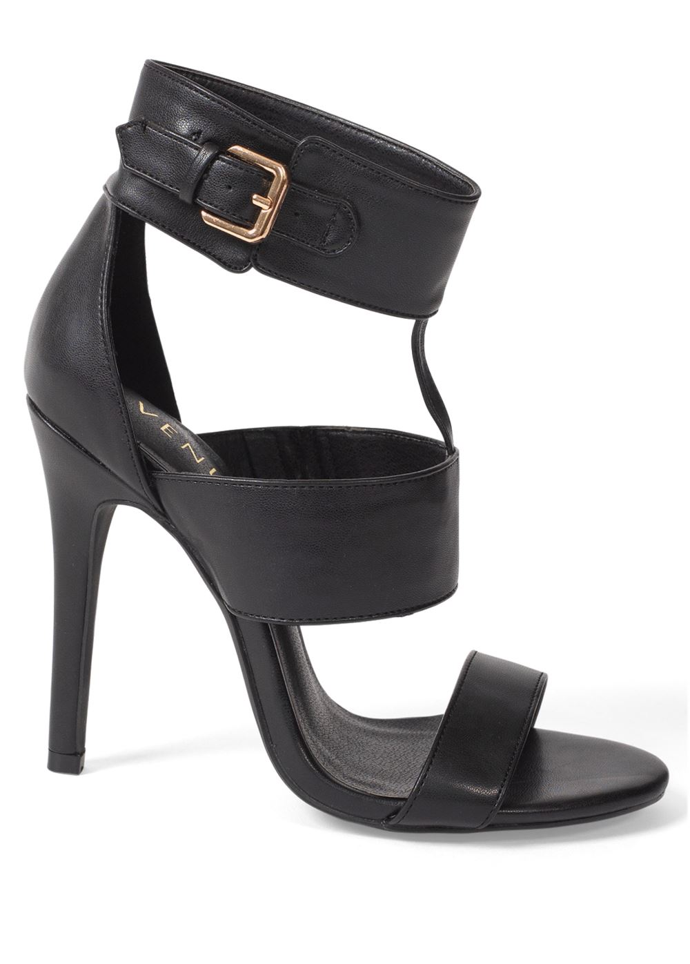 Venus Multi Strap Open Toe Heels in Black