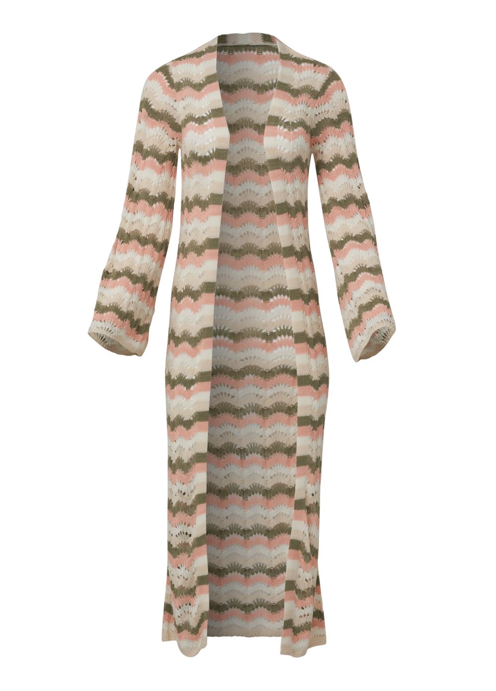 Venus VENUS | Pointelle Open Duster in Off White Multi